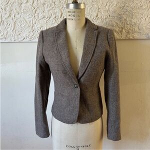 Label of Graded Goods Brown Tweed Cropped Wool Blend Blazer Suit Jacket